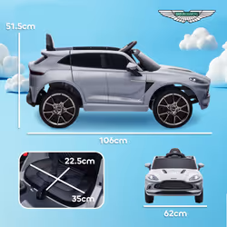 AIYAPLAY Aston Martin DBX Licensed 12V Kids Electric Car w/ Remote, Grey