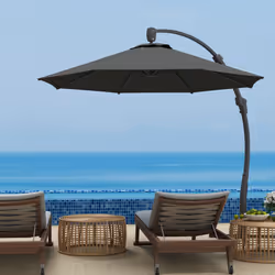Outsunny 3(m) Garden Cantilever Parasol with Crank Aluminium Frame - Grey