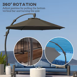 Outsunny 3(m) Garden Cantilever Parasol with Crank Aluminium Frame - Grey - Additional view 4