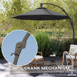 Outsunny 3(m) Garden Cantilever Parasol with Crank Aluminium Frame - Grey - Additional view 5