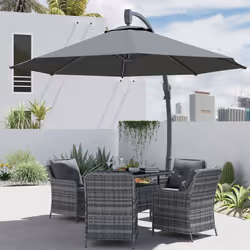 Outsunny 3(m) Garden Cantilever Parasol with Crank Aluminium Frame - Grey - Additional view 7