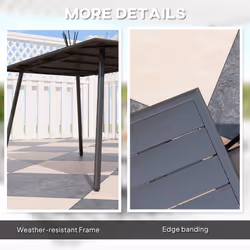 Outsunny Garden Table for 6 Person with Slat Top, Steel Frame, Black - Additional view 4