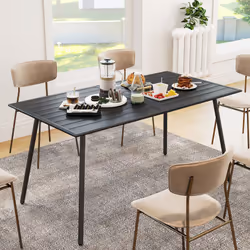 Outsunny Garden Table for 6 Person with Slat Top, Steel Frame, Black - Additional view 5