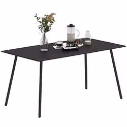 Outsunny Garden Table for 6 Person with Slat Top, Steel Frame, Black - Additional view 8