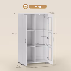 HOMCOM Display Cabinet with Glass Shelves, Sideboard for Living Room, White - Additional view 2