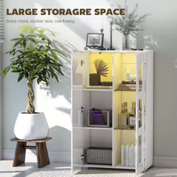 HOMCOM Display Cabinet with Glass Shelves, Sideboard for Living Room, White - Additional view 5