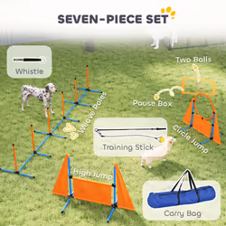PawHut Seven-Piece Dog Agility Equipment, Obstacle Training Course Kit