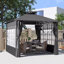 Outsunny 3 x 3 m Garden Gazebo, Outdoor Gazebo Canopy Shelter, Dark Grey