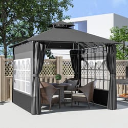 Outsunny 3 x 3 m Garden Gazebo, Outdoor Gazebo Canopy Shelter, Dark Grey