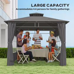Outsunny 3 x 3 m Garden Gazebo, Outdoor Gazebo Canopy Shelter, Dark Grey