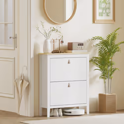 HOMCOM 2 Drawer Shoe Cabinet with Flip Doors for Hallway, Entryway, White - Additional view 7