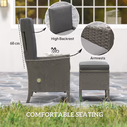 Outsunny 5 PCS Rattan Garden Furniture Set w/ Cushions, Dark Grey