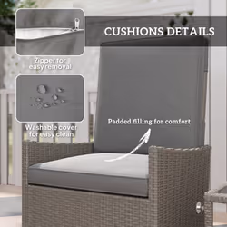 Outsunny 5 PCS Rattan Garden Furniture Set w/ Cushions, Dark Grey - Additional view 4