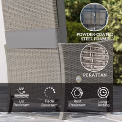 Outsunny 5 PCS Rattan Garden Furniture Set w/ Cushions, Dark Grey - Additional view 6