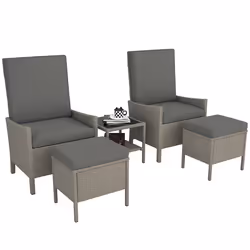 Outsunny 5 PCS Rattan Garden Furniture Set w/ Cushions, Dark Grey - Additional view 8