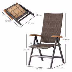 Outsunny Outdoor Folding Dining Chair, Dining Chair, Brown