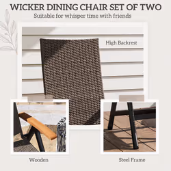 Outsunny Outdoor Folding Dining Chair, Dining Chair, Brown