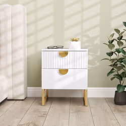 HOMCOM Bedside Table with 2 Drawers, Modern Side Table, White - Additional view 6