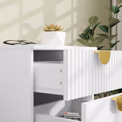 HOMCOM Bedside Table with 2 Drawers, Modern Side Table, White - Additional view 7