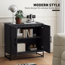 HOMCOM Modern Storage Cupboard with Adjustable Shelf and 2 Doors, Black