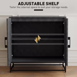HOMCOM Modern Storage Cupboard with Adjustable Shelf and 2 Doors, Black - Additional view 4