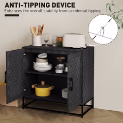 HOMCOM Modern Storage Cupboard with Adjustable Shelf and 2 Doors, Black - Additional view 5