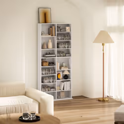 HOMCOM 640 CD Storage Unit 360 DVD Storage Tower w/ 18 Compartments White - Additional view 7