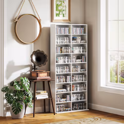 HOMCOM 640 CD Storage Unit 360 DVD Storage Tower w/ 18 Compartments White - Additional view 8