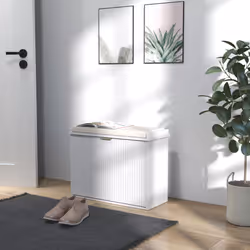 HOMCOM Shoe Storage Bench with Cushion and Flip-Drawer 62x26x47.5cm White