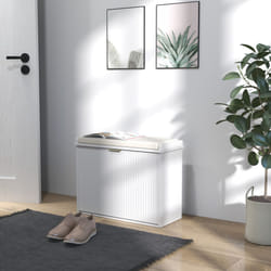 HOMCOM Shoe Storage Bench with Cushion and Flip-Drawer 62x26x47.5cm White