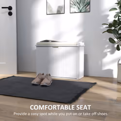 HOMCOM Shoe Storage Bench with Cushion and Flip-Drawer 62x26x47.5cm White