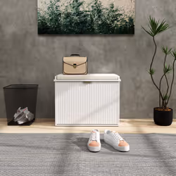 HOMCOM Shoe Storage Bench with Cushion and Flip-Drawer 62x26x47.5cm White - Additional view 6