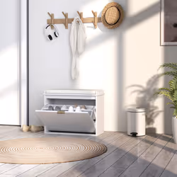 HOMCOM Shoe Storage Bench with Cushion and Flip-Drawer 62x26x47.5cm White - Additional view 7