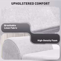 HOMCOM Storage Ottoman with Armrest, Upholstered Linen Storage Bench - Additional view 4
