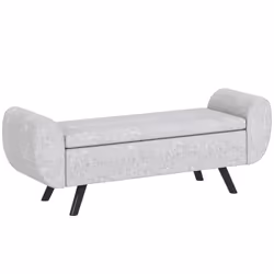 HOMCOM Storage Ottoman with Armrest, Upholstered Linen Storage Bench - Additional view 7