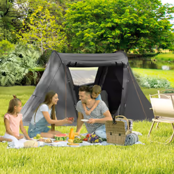 Outsunny 3 Man Camping Tent with 2 Bedrooms, 3000mm Waterproof, Grey