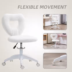 HOMCOM Armless Heart Desk Chair, Makeup Vanity Chair for Home - White - Additional view 5