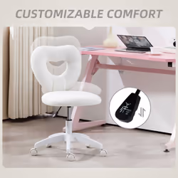 HOMCOM Armless Heart Desk Chair, Makeup Vanity Chair for Home - White - Additional view 6