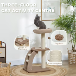 PawHut 88cm Cat Tree for Indoor Cats, Cat Tower with Scratching Post, Brown