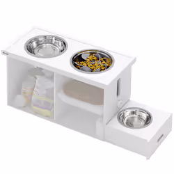 PawHut Raised Dog Bowls with Slow Feeder Mat, Semi Auto Dispenser Function