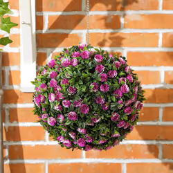 HOMCOM Set of 2 Artificial Plant Topiary Rose Balls, Faux Plants, Purple - Additional view 6