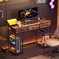 HOMCOM Computer Writing Desk with Power Outlets, Drawers, Shelves - Brown - Additional view 8