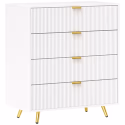 HOMCOM Chest of Drawers with 4 Drawers for Bedroom, Living Room, White