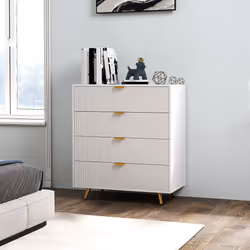 HOMCOM Chest of Drawers with 4 Drawers for Bedroom, Living Room, White