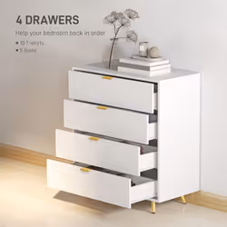 HOMCOM Chest of Drawers with 4 Drawers for Bedroom, Living Room, White