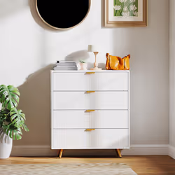 HOMCOM Chest of Drawers with 4 Drawers for Bedroom, Living Room, White - Additional view 6