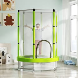 AIYAPLAY 4.6FT Kids Trampoline with Safety Enclosure Net, Green