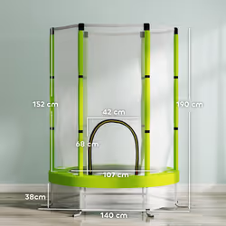AIYAPLAY 4.6FT Kids Trampoline with Safety Enclosure Net, Green