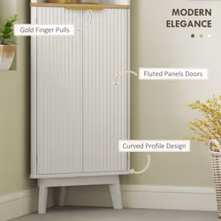 HOMCOM Slim Bathroom Storage Unit, Bathroom Cabinet with Doors, White