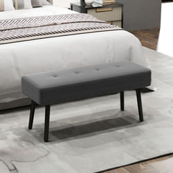 HOMCOM End of Bed Bench with Thick Padding and Steel Legs for Entryway, Grey